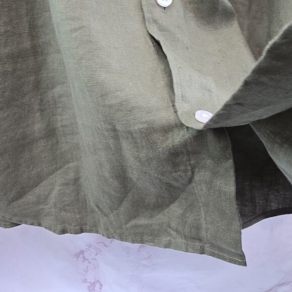 Everlane Shirt Mens 2XL XXL Green Linen Long Sleeve Button Down - Picture 6 of 14